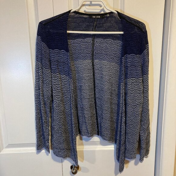 NIC+ZOE Sweaters - #106, Nic and Zoe Navy Blue Lightweight Open Waterfall Cardigan, Size Large
